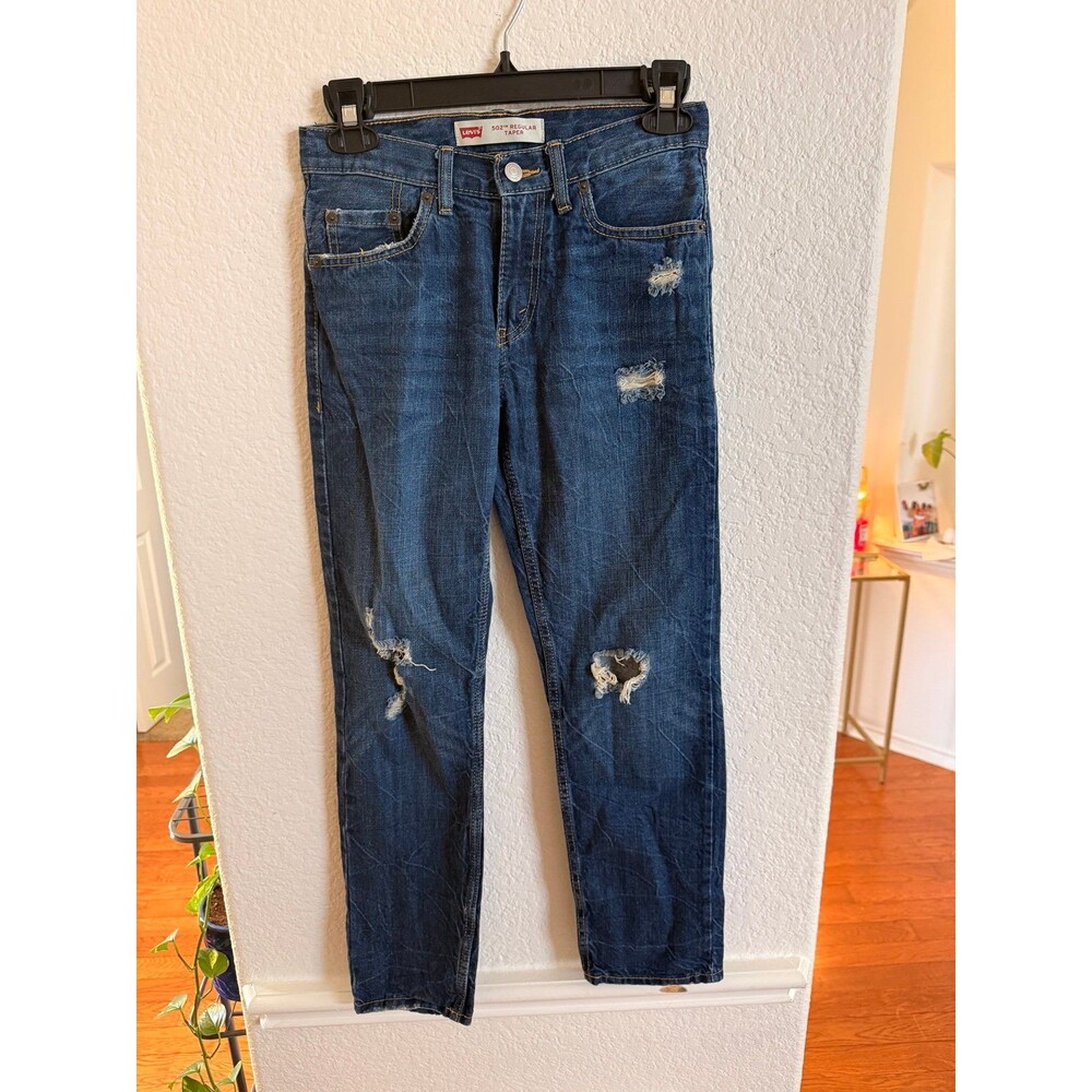 Levi’s 502 Regular Taper Jeans Youth 12 Reg (26x26) Distressed Denim